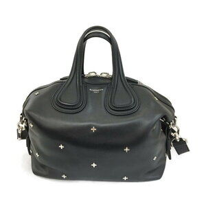 Givenchy Nightingale Stud Tote Bag Cowhide Calf Leather Black Shoulder